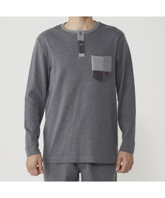 TAKEO KIKUCHI (Men)/タケオキクチ 長袖ヘンリーネックシャツ 0630ー29ー31 CHARCOAL パジャマ【三越伊勢丹/公式】