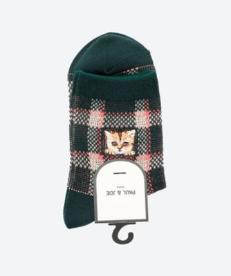 PAUL & JOE (Men)/ポール ＆ ジョー チェックヌネット刺繍 レディースソックス PJL453051ー Dグリーン 靴下【三越伊勢丹/公式】