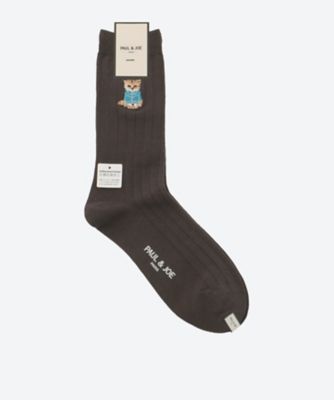 PAUL & JOE (Men)/ポール ＆ ジョー お座りヌネット刺繍 クルー丈メンズソックス PJM754060ー Dブラウン 靴下【三越伊勢丹/公式】