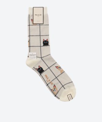PAUL & JOE (Men)/ポール ＆ ジョー ウィンドウペーン猫柄 メンズソックス PJM754062ー アイボリー 靴下【三越伊勢丹/公式】