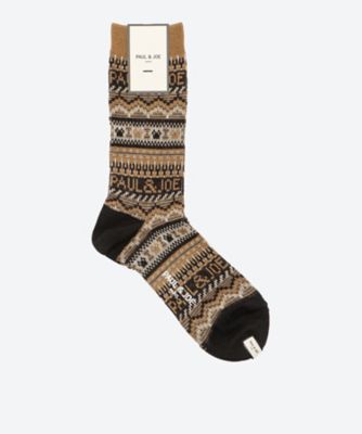 PAUL & JOE (Men)/ポール ＆ ジョー ジャカードフェアアイル柄 メンズソックス PJM454068ー キャメル 靴下【三越伊勢丹/公式】
