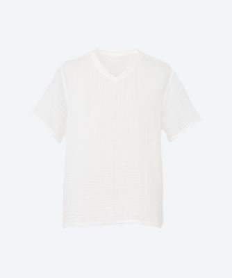 UCHINO/ウチノ クレープガーゼ メンズベーシックVネックTシャツ