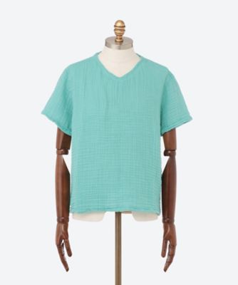 クレープガーゼ　メンズベーシックＶネックＴシャツ