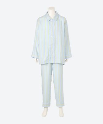 Uchino マシュマロガーゼストライプ長袖ワンピース マシュマロガーゼ