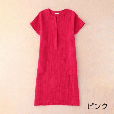 ＜UCHINO＞クレープガーゼ半袖ワンピース