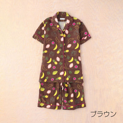 ＜UCHINO＞クレープガーゼプリント半袖レディースパジャマ