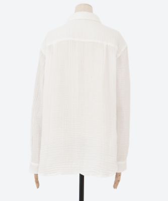 uchino クレープガーゼ シャツ 半袖 メンズ Mサイズ 白 クレープガーゼベーシック長袖Tシャツ ユニセックス | UCHINO TOUCH