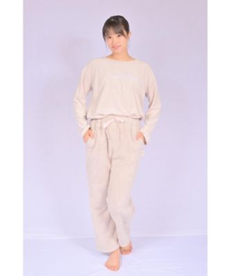 ９５０９【年明け届】ルームウェア４点（ボーダー柄パーカー＋無地パンツ＋フリース素材トップス＋マルチＷＡＹブランケット）トートバッグ付【福袋】