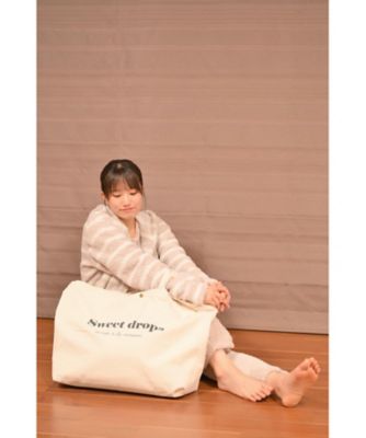 ９５０９【年明け届】ルームウェア４点（ボーダー柄パーカー＋無地パンツ＋フリース素材トップス＋マルチＷＡＹブランケット）トートバッグ付【福袋】