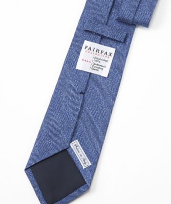 フェアファックス　ソリッドリネンネクタイ　ブルーヘリンボーン フェアファックス ソリッドリネンネクタイ ブルーヘリンボーン