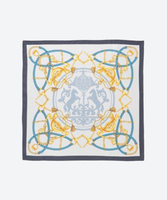 A-KRIS ライトブルー スカーフ銀座店限定 90 x 90 プロジェクト プリント シルクスカーフライトブルー