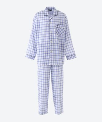 ナイトウェア　二重ガーゼ中格子　メンズ