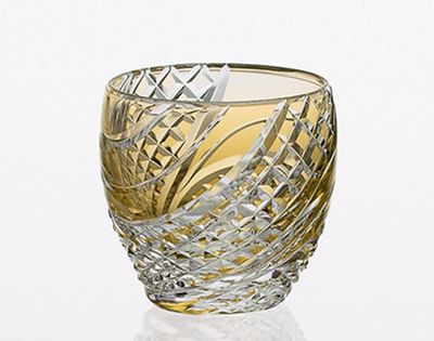 KAGAMI/カガミ 江戸切子　冷酒杯＜魚子流し＞黄