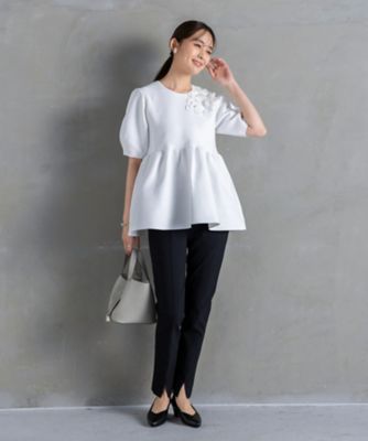 フラワーペプラムニットチュニック AMー2603ー005 | Ame no