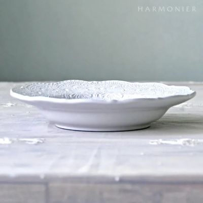 ★メルレットホワイトレースパスタプレート　約２３ｃｍ