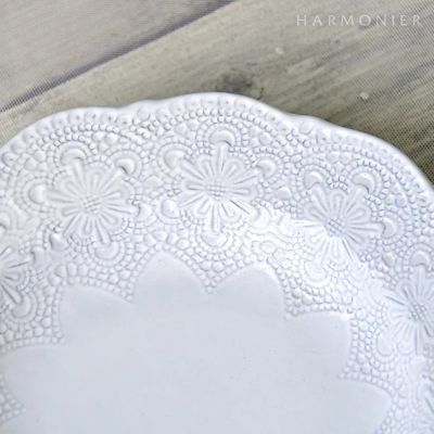 ★メルレットホワイトレースパスタプレート　約２３ｃｍ