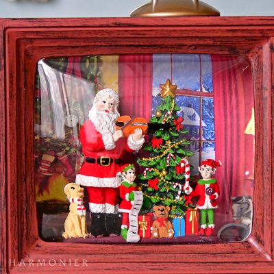 テレビ型 サンタとツリー リキッド クリスマス 置物 テレビ型 サンタと