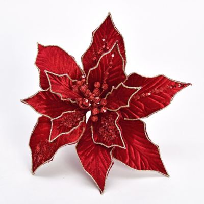 ＜HARMONIER＞【クリスマスおまとめ】ポインセチアクリップオーナメント／レッド