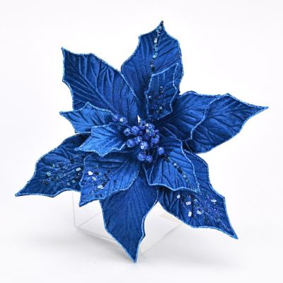＜HARMONIER＞【クリスマスおまとめ】ポインセチアクリップオーナメント／ブルー