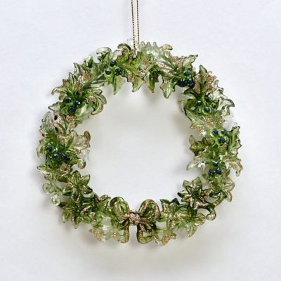 ＜HARMONIER＞【クリスマスおまとめ】クリアーグリーンリーフミニリースオーナメント／グリーン