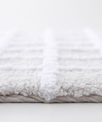 コットンマット　　チェック柄［ＲＴ－１８０３９］　４０×６０ｃｍ　２点セット　ブルー／グレー