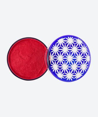 切匣朱肉（江戸切子）　麻の葉文様　青
