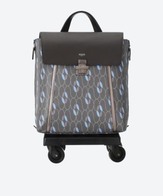 SENSE SWANY/センス スワニー SS016 2輪ストッパー付きシュリンクレザーフラップ波柄ナイロンバッグ プリマ ブラウン【三越伊勢丹/公式】