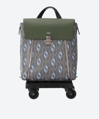 SENSE SWANY/センス スワニー SS016 2輪ストッパー付きシュリンクレザーフラップ波柄ナイロンバッグ プリマ カーキ【三越伊勢丹/公式】