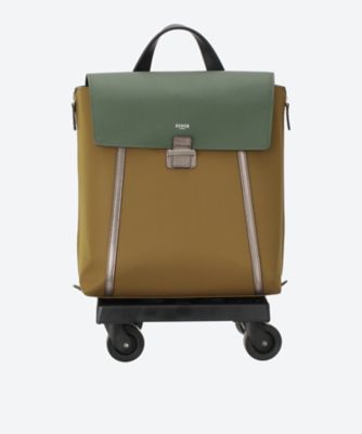 SENSE SWANY/センス スワニー SS017 2輪ストッパー付きシュリンクレザーフラップ無地ナイロンバッグ プリマ カーキ【三越伊勢丹/公式】