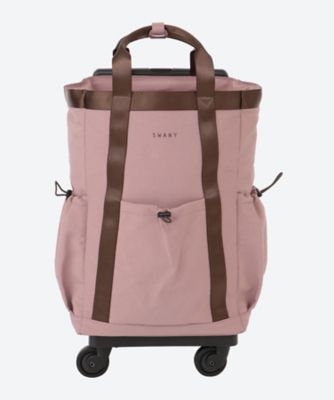 極美品　スワニー 折り畳みトートバッグセット ピンク　レインカバー付 D―723 4輪ストッパー 60mmキャスター モラ座面付キャリー