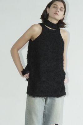 ＜CLANE (Women)＞ＦＥＡＴＨＥＲ　ＲＩＢＢＯＮ　ＮＯＳＬＥＥＶＥ　ＴＯＰＳ