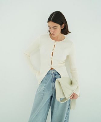 W FACE BUTTON KNIT TOPS ホワイト　サイズ1 クラネ CLANE W FACE BUTTON KNIT TOPS （WHITE） -ファッション通販