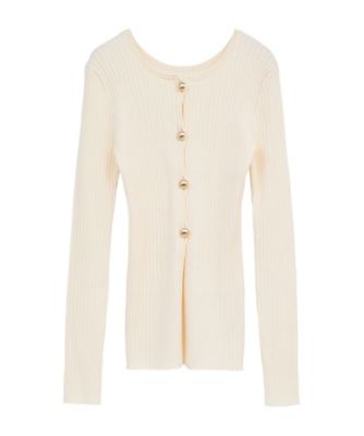 W FACE GOLD BUTTON KNIT TOPS 10106ー
