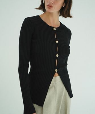 W FACE GOLD BUTTON KNIT TOPS 10106ー