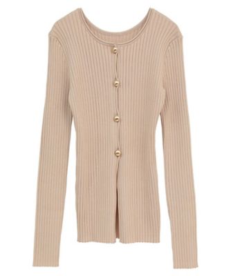 W FACE GOLD BUTTON KNIT TOPS 10106ー