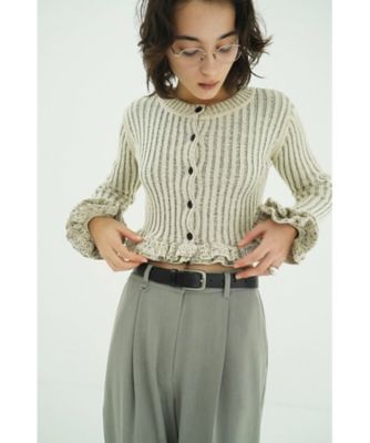 W FACE SHORT FRILLED KNIT TOPS 10106