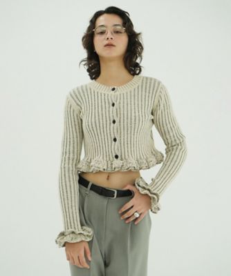 W FACE SHORT FRILLED KNIT TOPS 10106