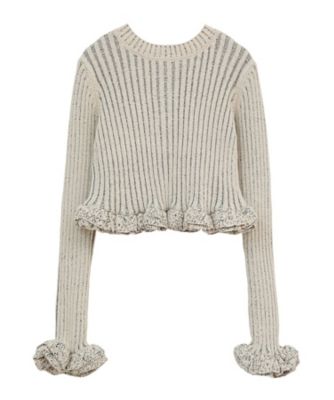 W FACE SHORT FRILLED KNIT TOPS 10106