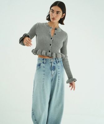 W FACE SHORT FRILLED KNIT TOPS 10106