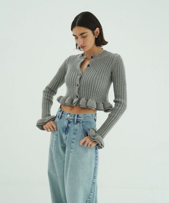 W FACE SHORT FRILLED KNIT TOPS 10106