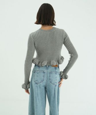 W FACE SHORT FRILLED KNIT TOPS 10106