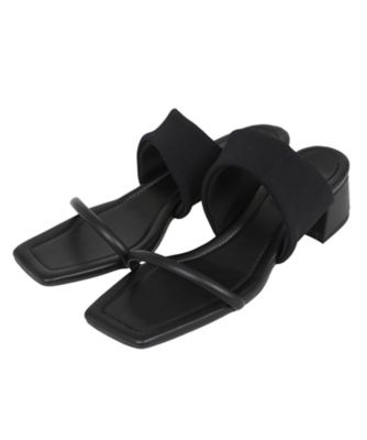 【美品（試し履きのみ）】FABRIC SQUARE MULES SQUARE TOE FABRIC MULES 10115ー8533
