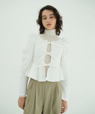 ＜CLANE (Women)＞ＳＨＯＲＴ　ＰＥＰＬＵＭ　ＲＩＢＢＯＮ　ＴＯＰＳ　１０１２２－４０７３