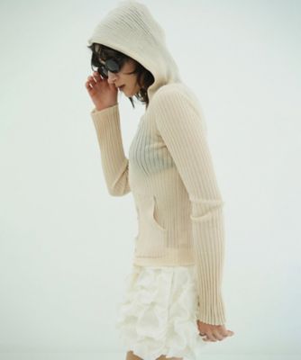 SHEER HOODED KNIT CARDIGAN 10106ー