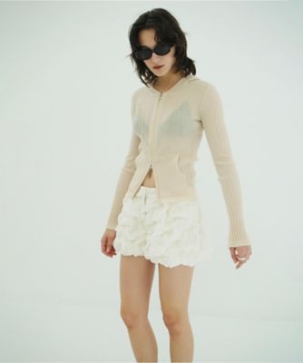SHEER HOODED KNIT CARDIGAN 10106ー