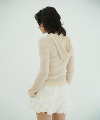 SHEER HOODED KNIT CARDIGAN 10106ー