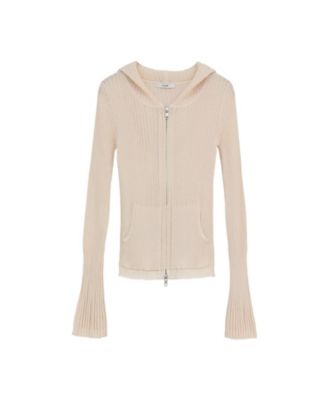 SHEER HOODED KNIT CARDIGAN 10106ー