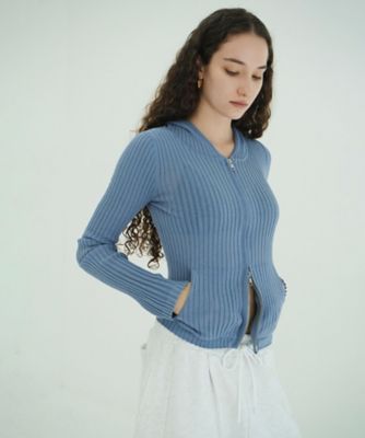 SHEER HOODED KNIT CARDIGAN 10106ー