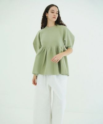 PEPLUM HALF SLEEVE KNIT TOPS 10106ー