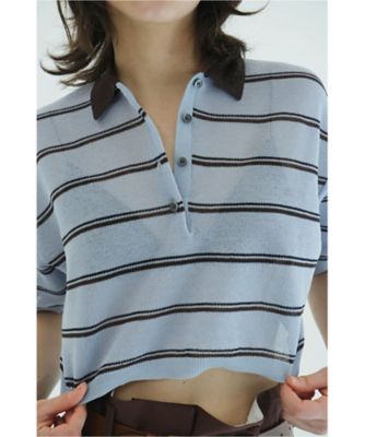 SPONGY SHEER POLO KNIT TOPS 10106ー